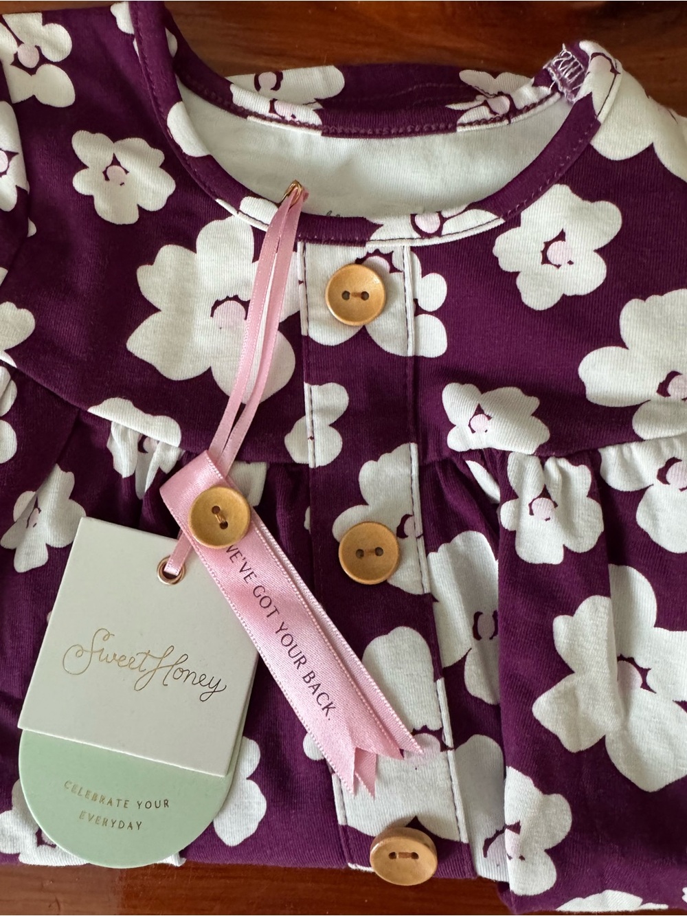 SweetHoney White & Purple Floral Baby Top